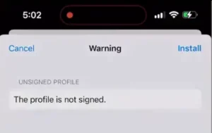 Nulls Brawl iOS IPA 8 Aviso de perfil não assinado
