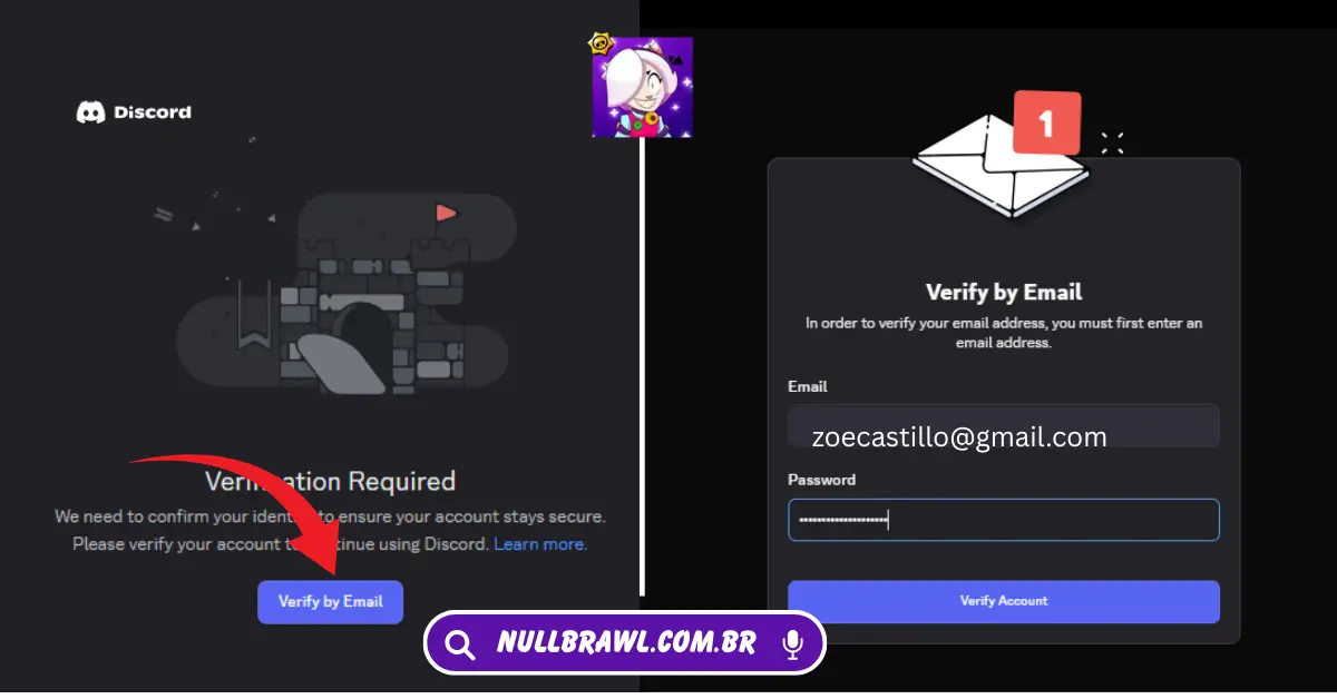 Servidor Discord do Nulls Brawl 3 Verificação de endereço de e-mail